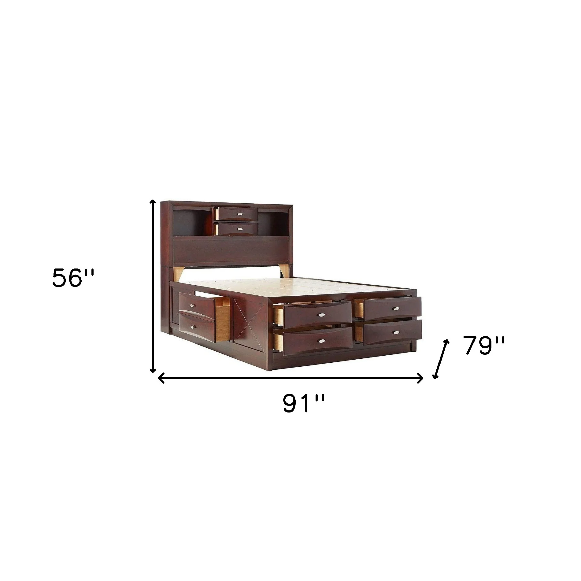 Espresso Finish Wood Multi-Drawer Platform King Bed With Pull Out Tray By Homeroots - Image 4