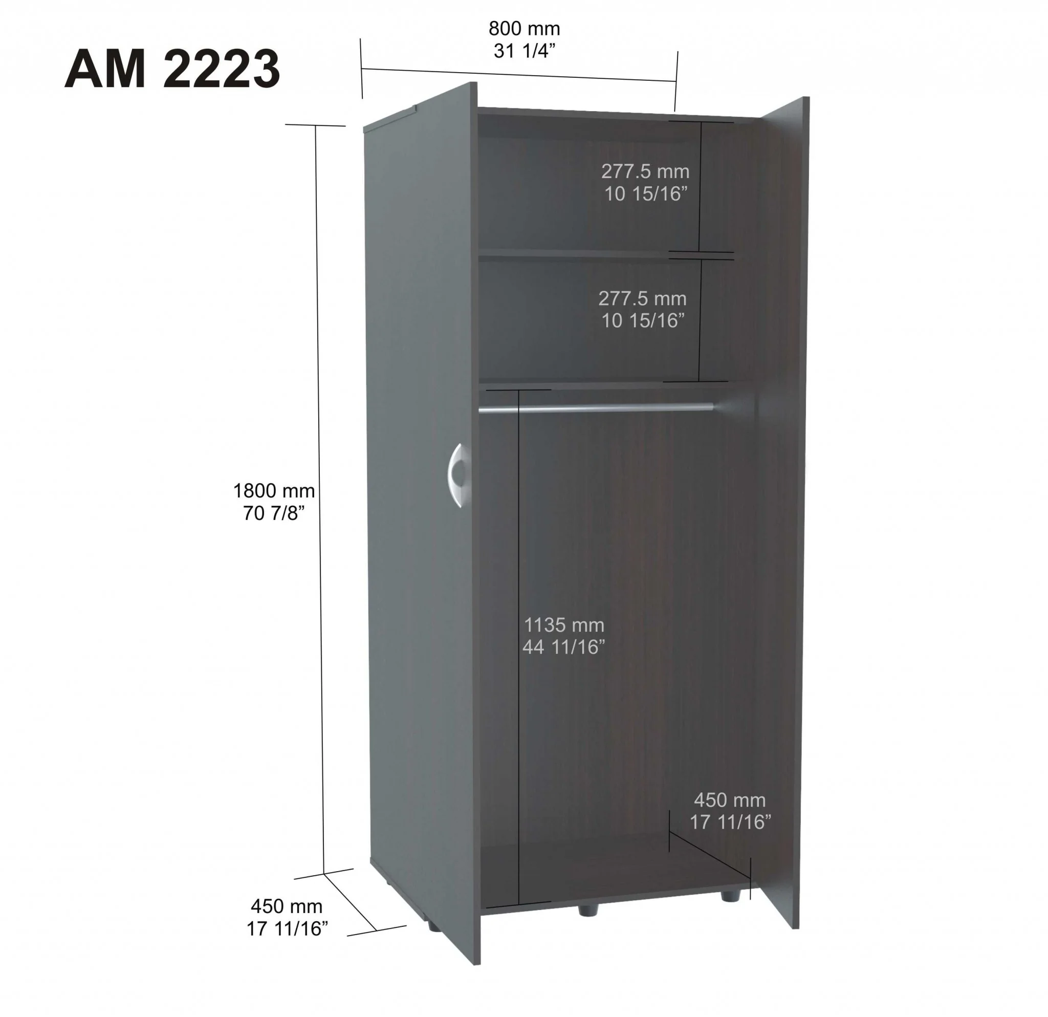 Espresso Finish Wood Wardrobe With Two Doors By Homeroots - Image 3