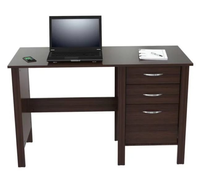Espresso Finish Wood Writing Desk with Three Drawers By Homeroots - Image 2