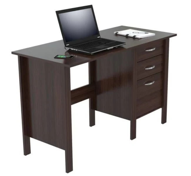 Espresso Finish Wood Writing Desk with Three Drawers By Homeroots - Image 3