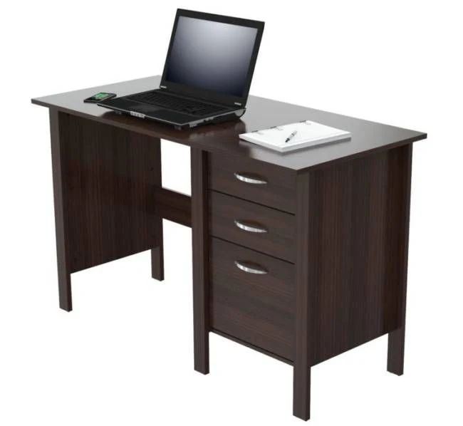 Espresso Finish Wood Writing Desk with Three Drawers By Homeroots - Image 4