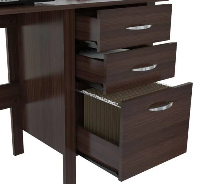 Espresso Finish Wood Writing Desk with Three Drawers By Homeroots - Image 6