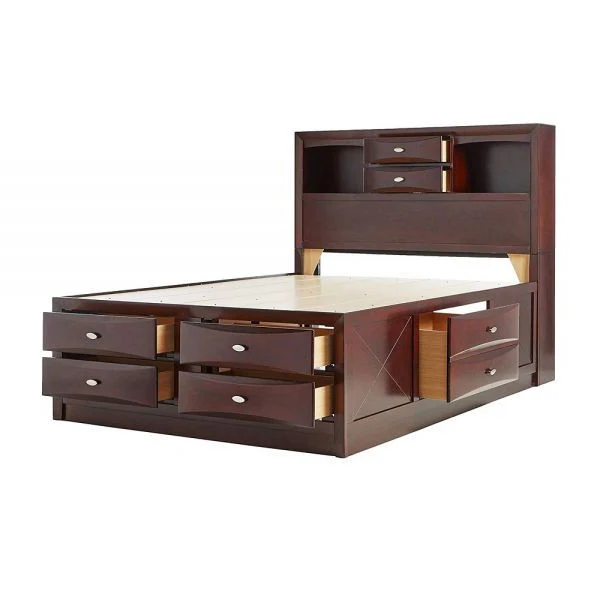 Espresso Multi-Drawer Wood Platform Full Bed With Pull Out Tray By Homeroots - Image 3