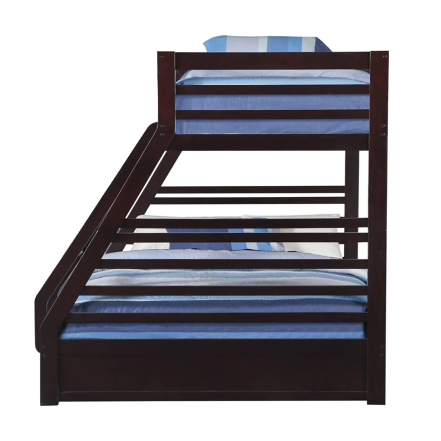 Espresso Pine Wood Twin Xl Over Queen Bunk Bed By Homeroots - Image 3