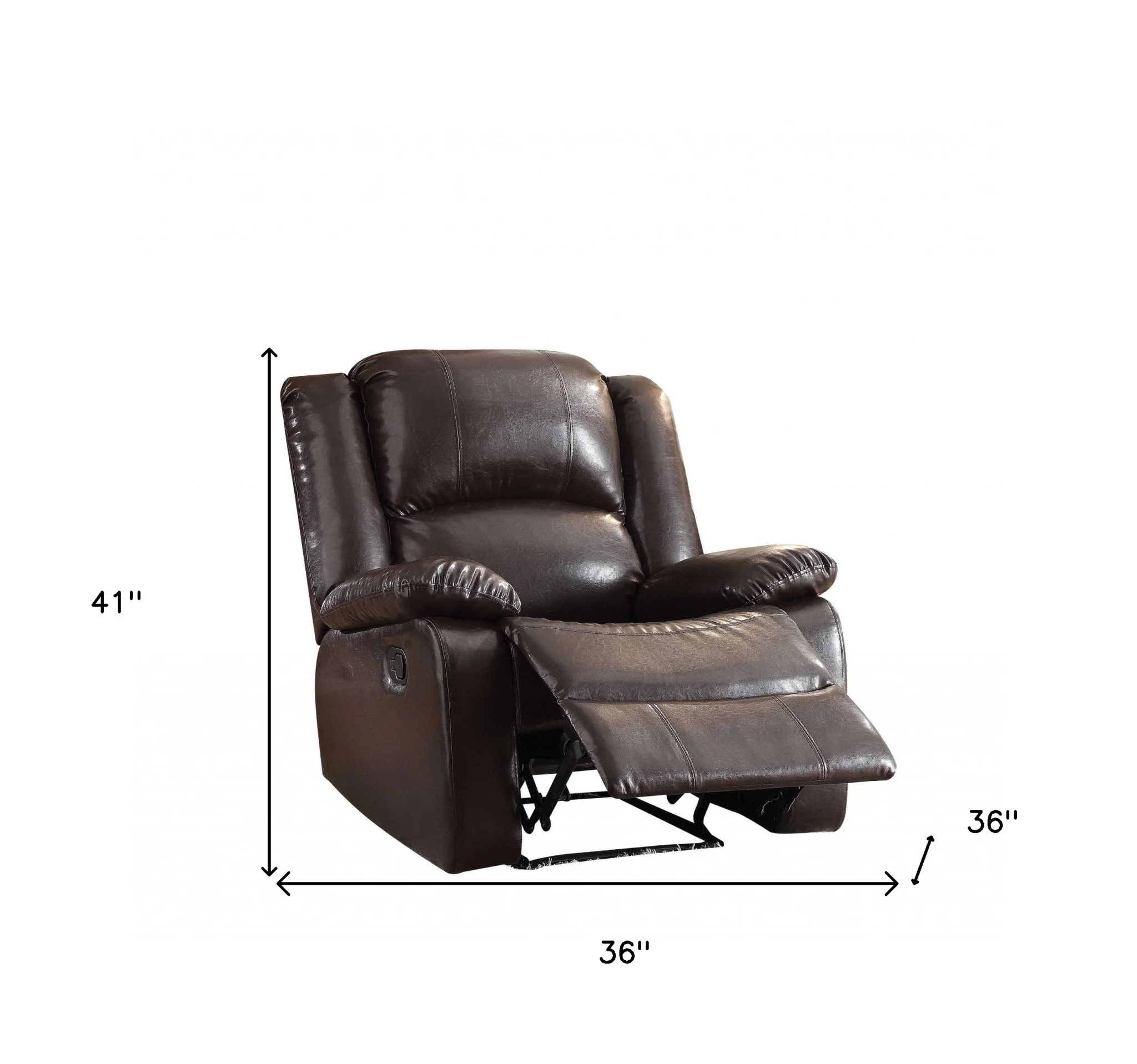 Espresso Pu Recliner By Homeroots - Image 5