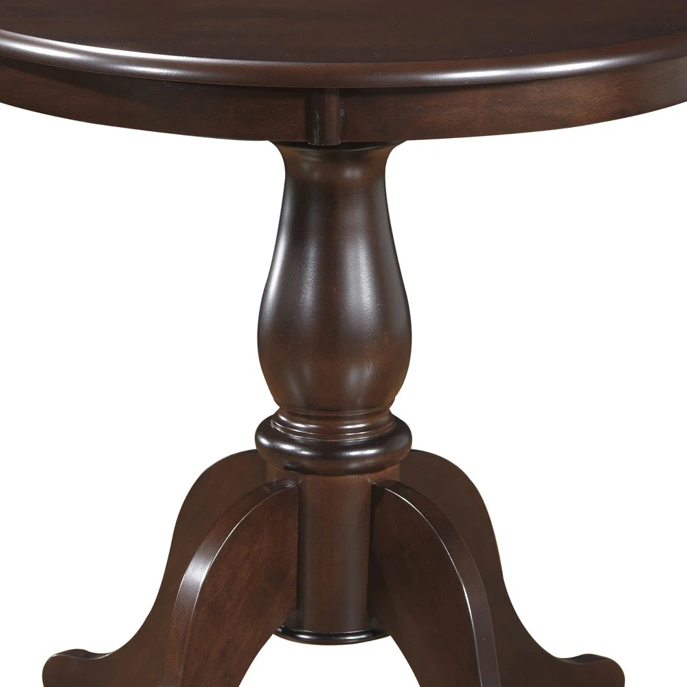 Espresso Rounded Solid Manufactured Wood And Solid Wood Pedestal Base Dining Table By Homeroots - Image 4