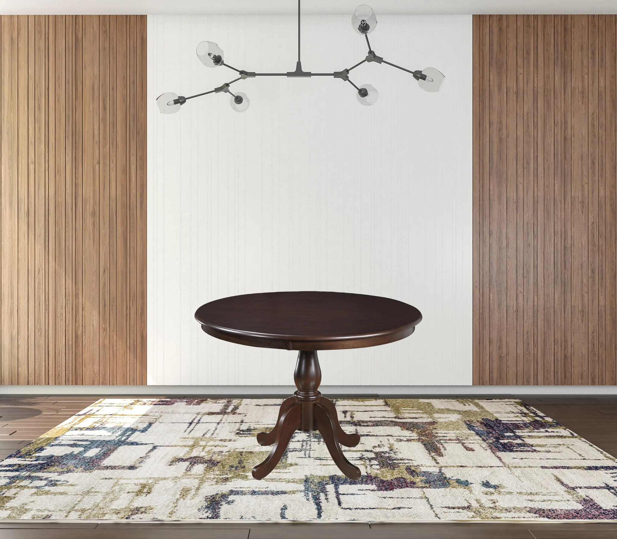 Espresso Rounded Solid Manufactured Wood Pedestal Base Dining Table By Homeroots - Image 2