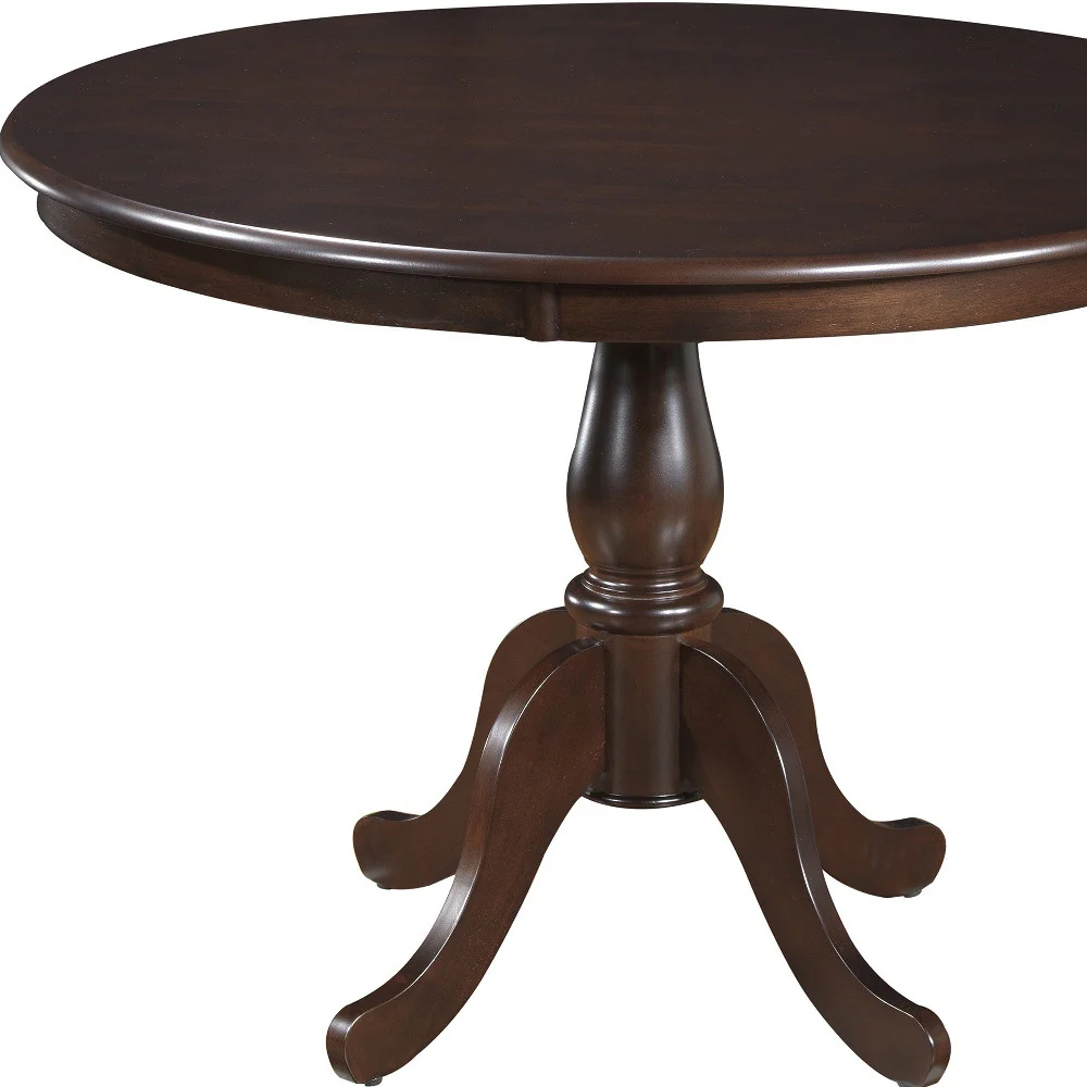 Espresso Rounded Solid Manufactured Wood Pedestal Base Dining Table By Homeroots - Image 4