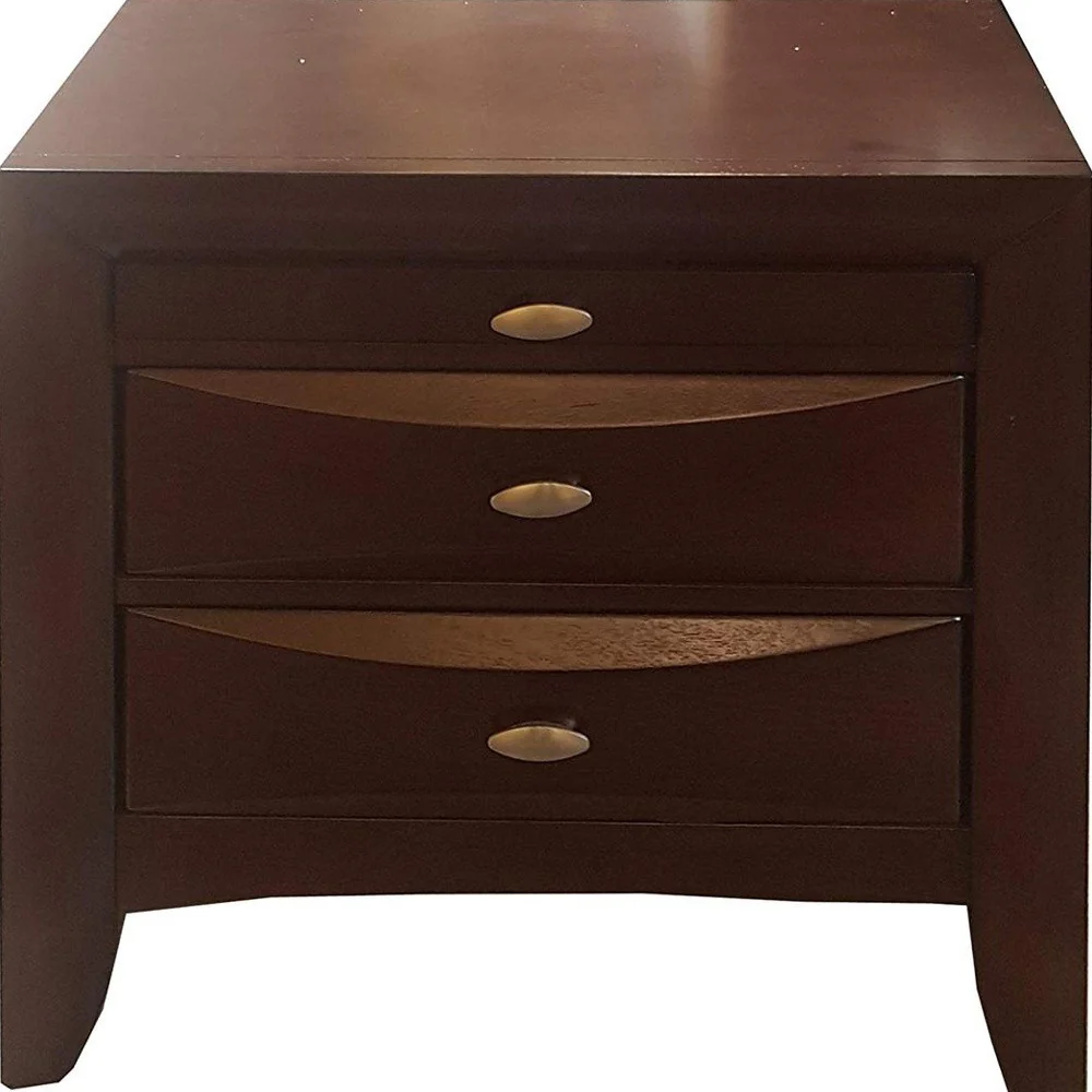 Espresso Rubber Wood Elegant Nightstand By Homeroots - Image 3