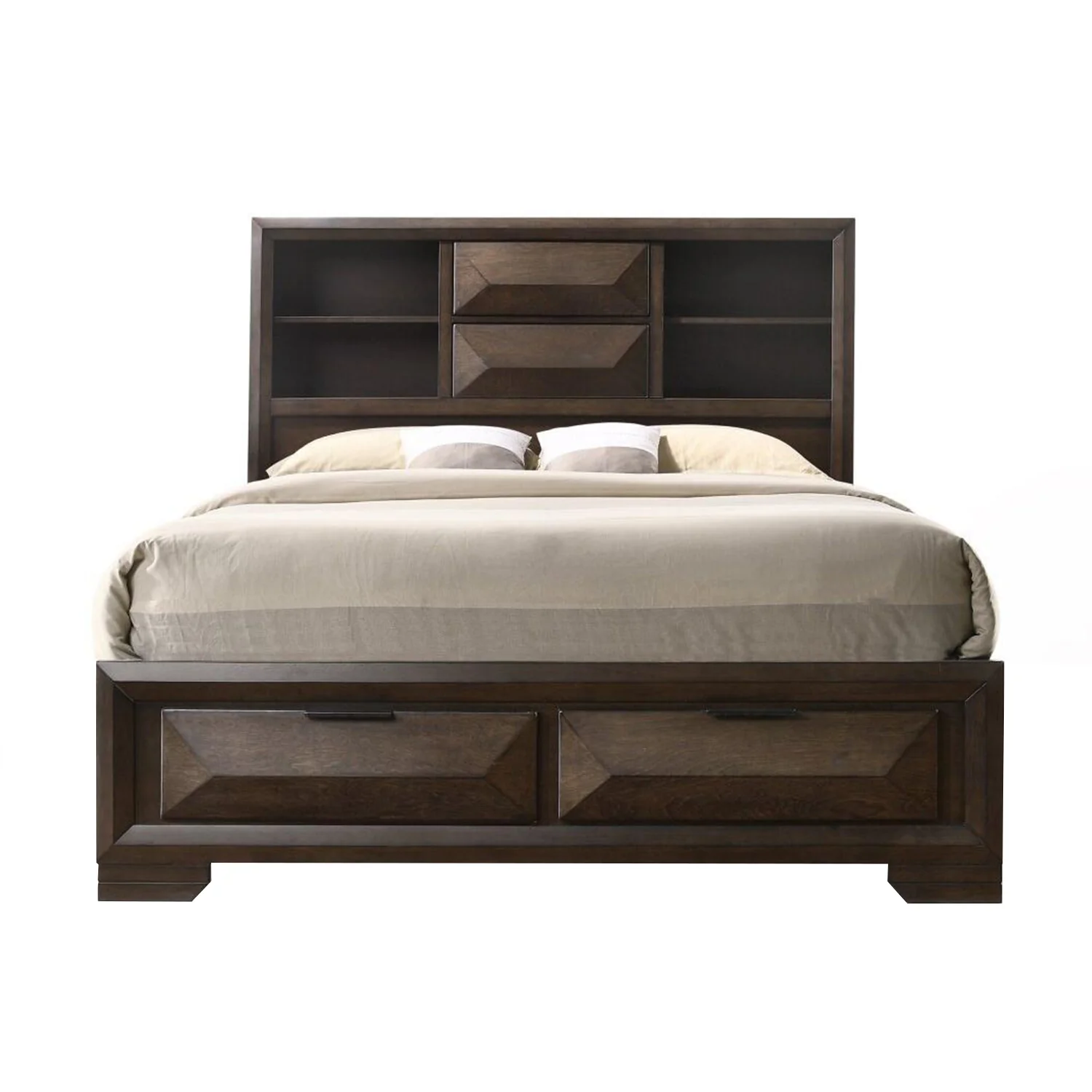 Espresso Rubber Wood Queen Storage Bed By Homeroots - Image 3