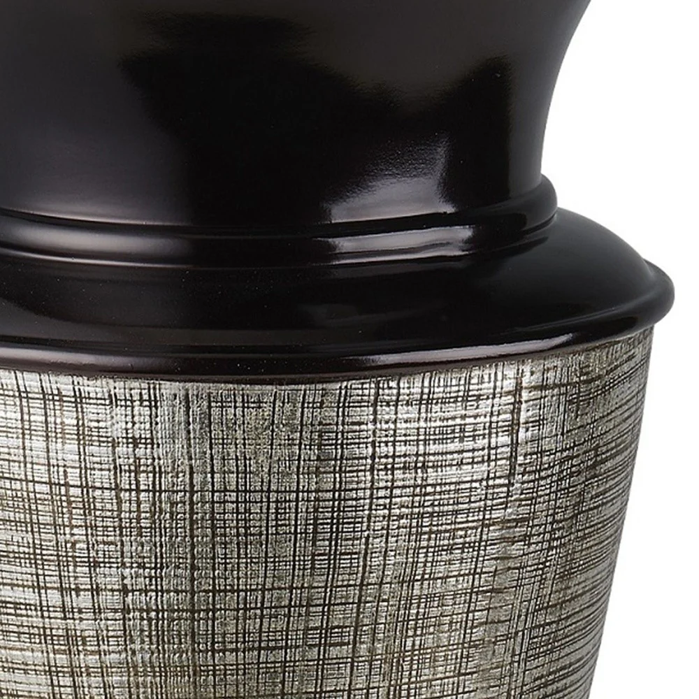 Espresso Silver and Gold Striped Urn Polyresin Table Vase By Homeroots - Image 3