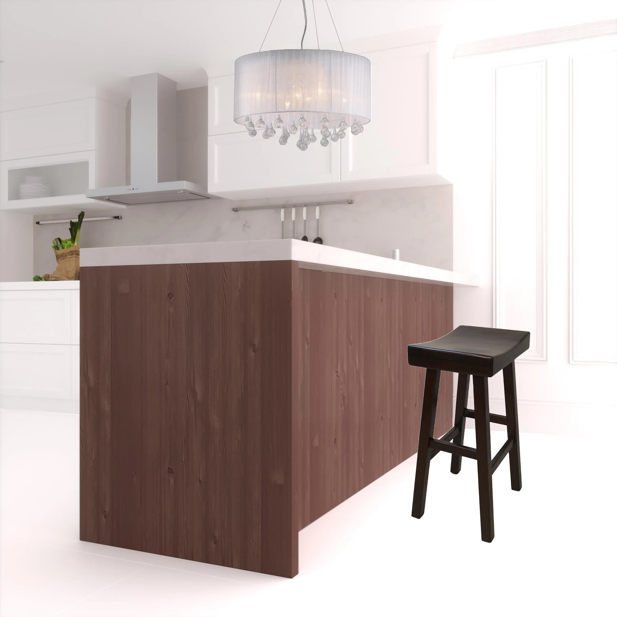 Espresso Solid Wood Backless Bar Height Bar Chair By Homeroots - Image 2