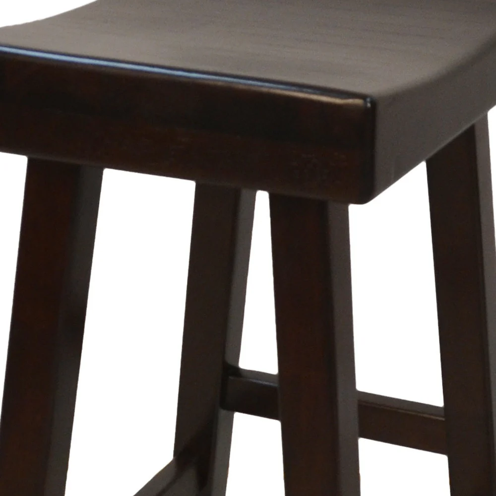 Espresso Solid Wood Backless Bar Height Bar Chair By Homeroots - Image 3