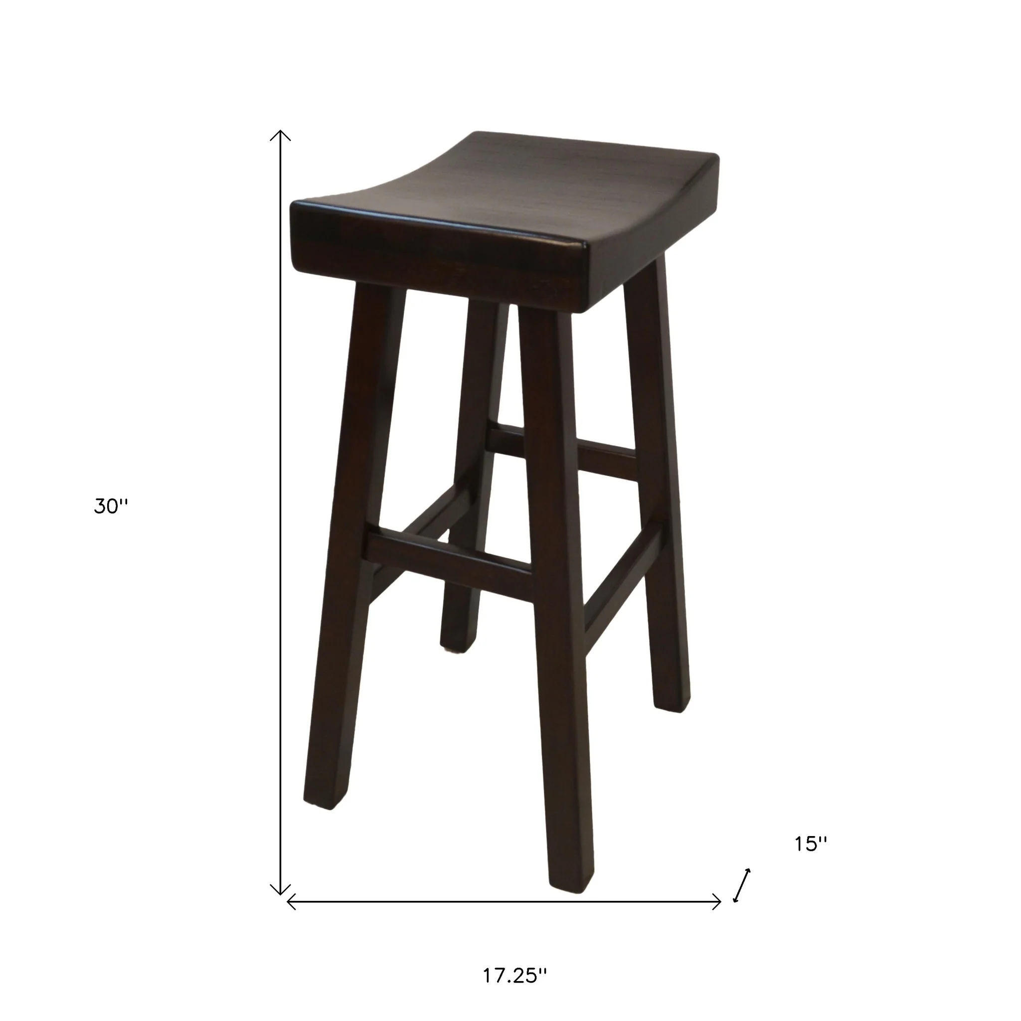 Espresso Solid Wood Backless Bar Height Bar Chair By Homeroots - Image 4