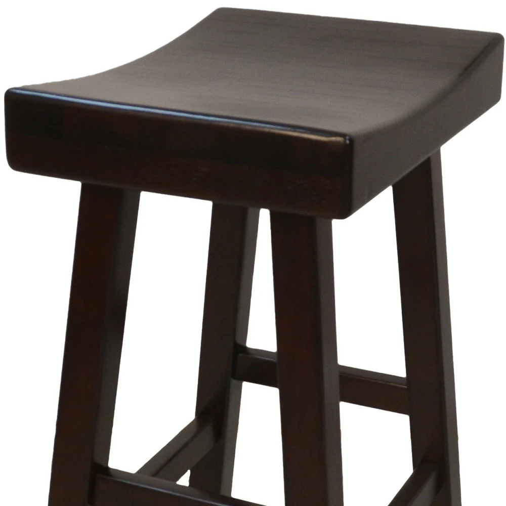 Espresso Solid Wood Backless Bar Height Bar Chair By Homeroots - Image 5