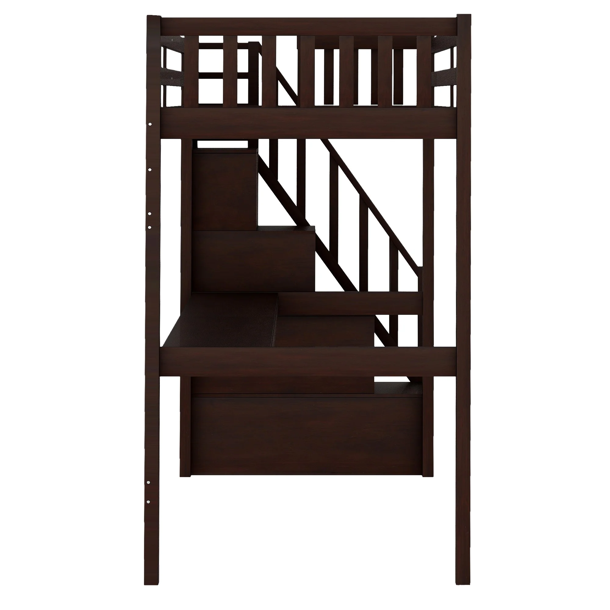 Espresso Twin Size Loft Bed With Built In Desk And Stairway By Homeroots - Image 9