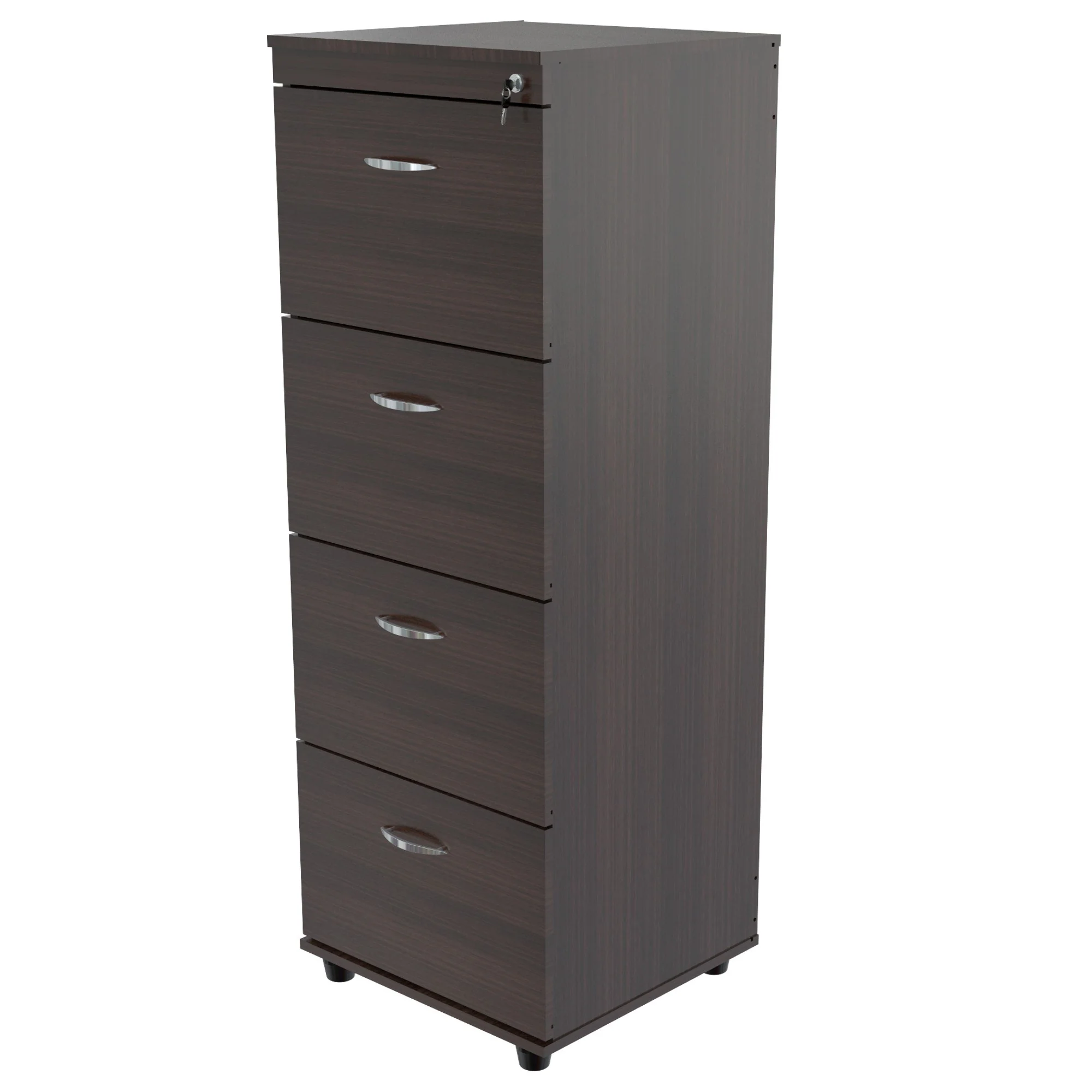 Espresso Wood Finish Four Large Drawer Filing Cabinet By Homeroots - Image 2