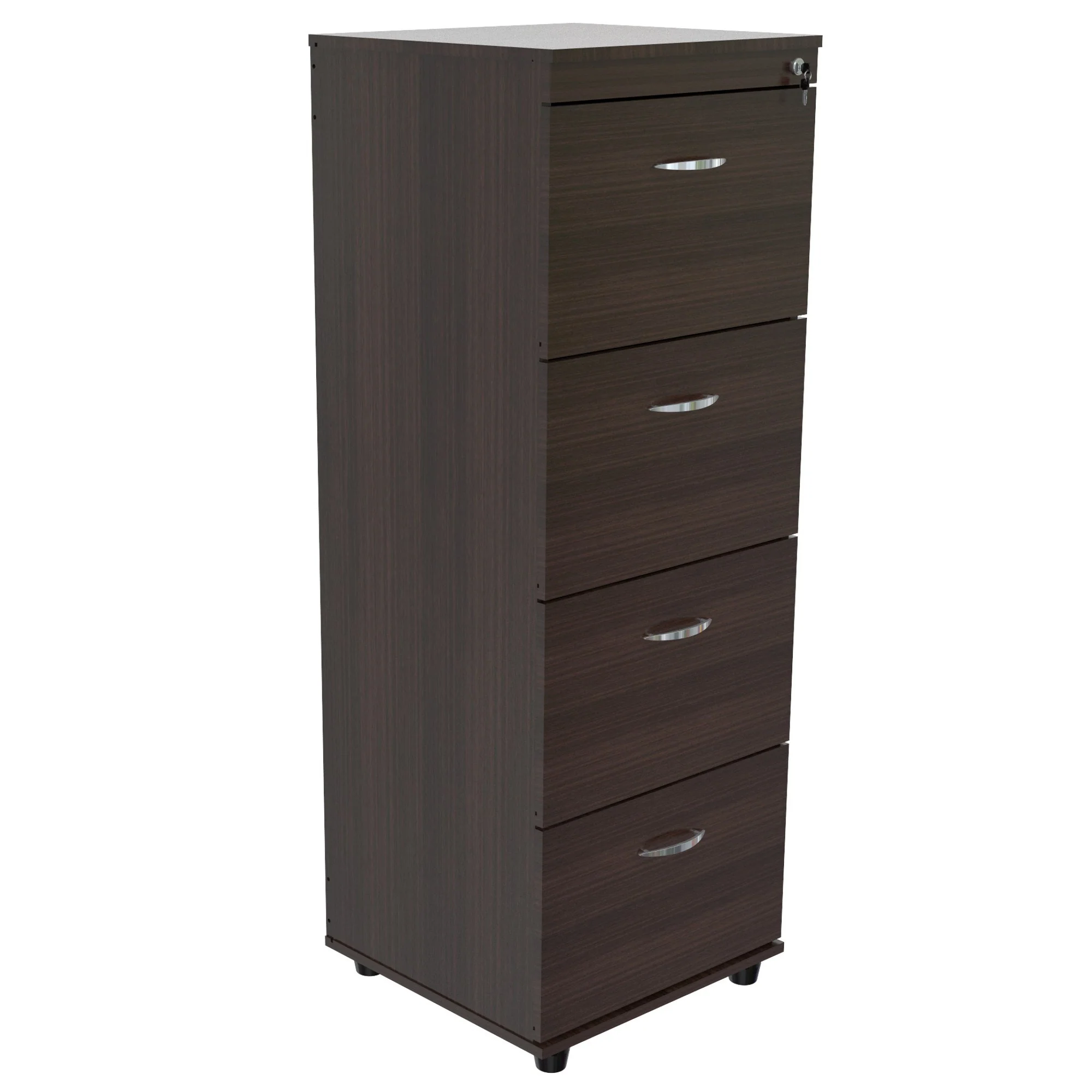 Espresso Wood Finish Four Large Drawer Filing Cabinet By Homeroots - Image 3