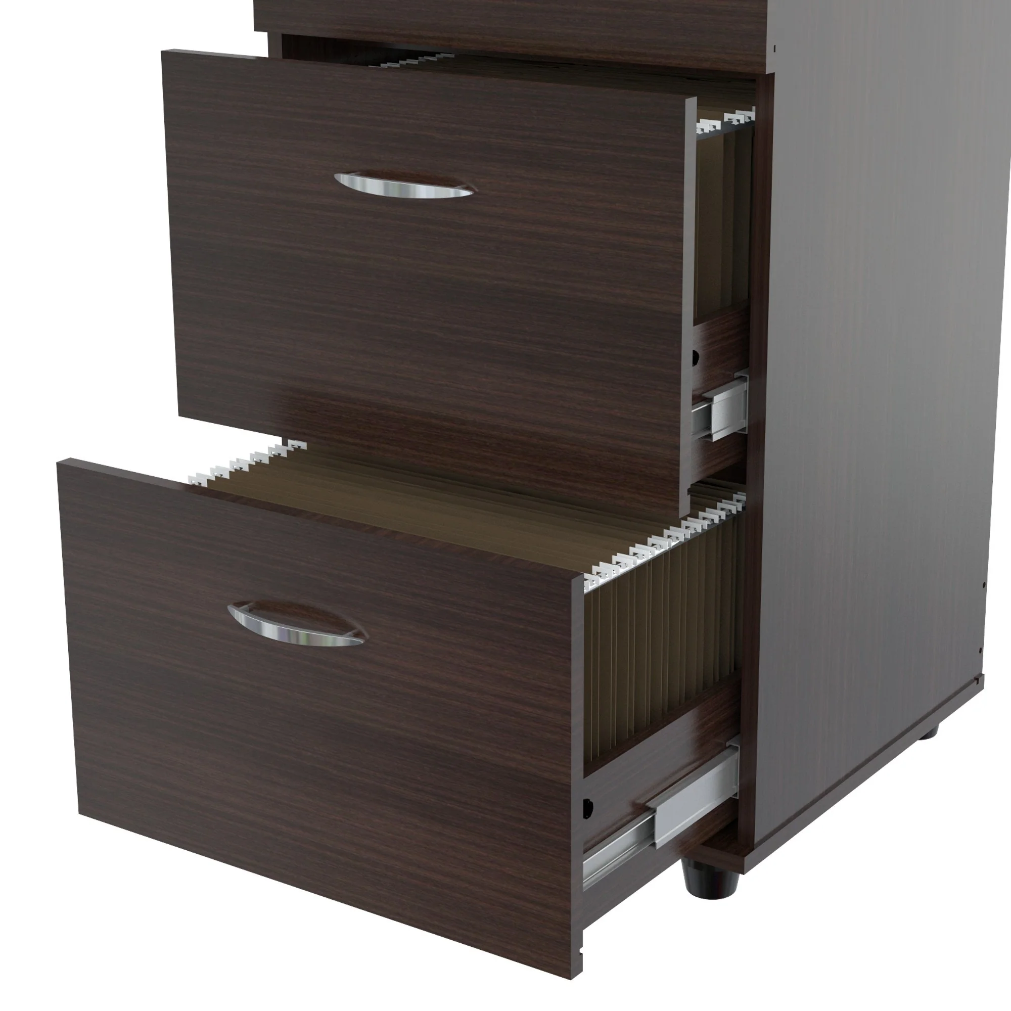 Espresso Wood Finish Four Large Drawer Filing Cabinet By Homeroots - Image 5