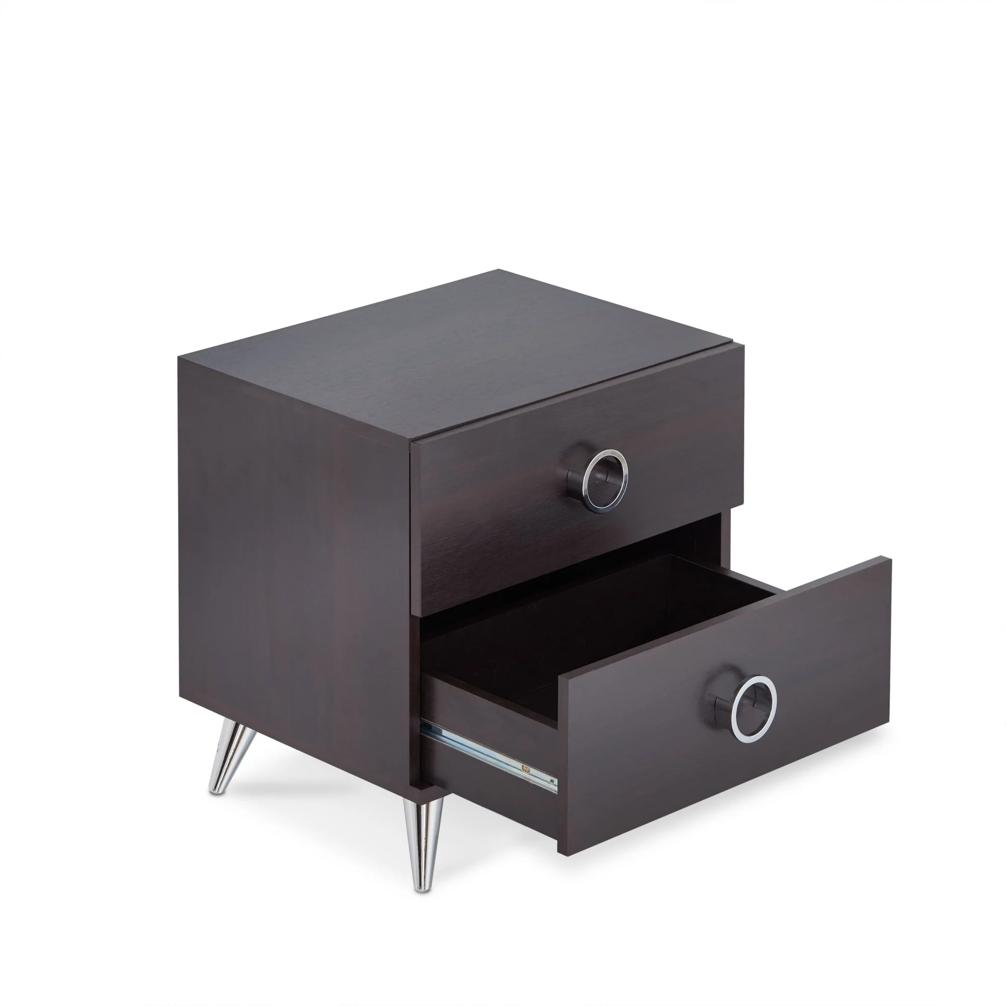 Espresso Wood Finish Rectangular Night Stand By Homeroots - Image 2