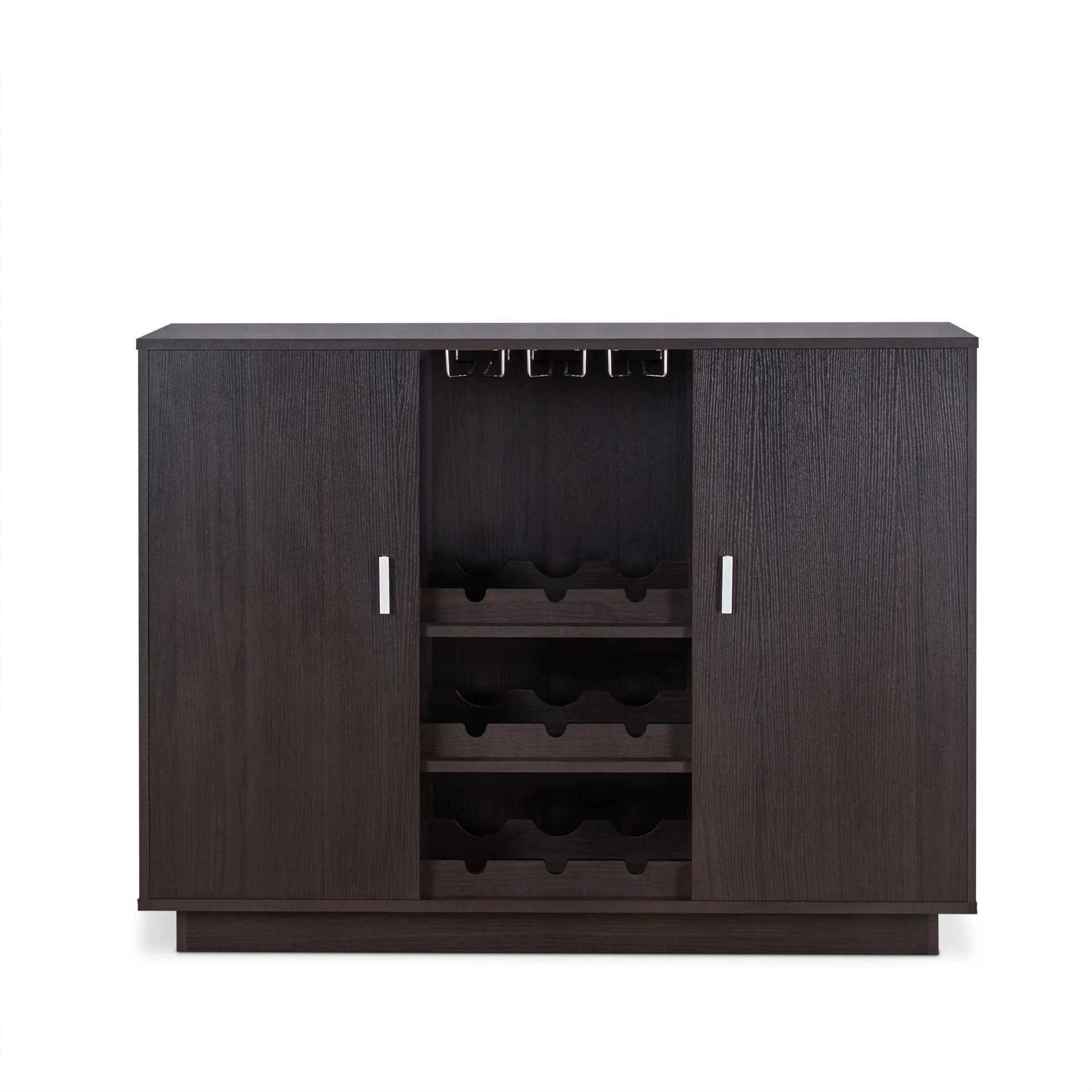 Espresso Wood Finish Wine And Stemware Cabinet By Homeroots - Image 2