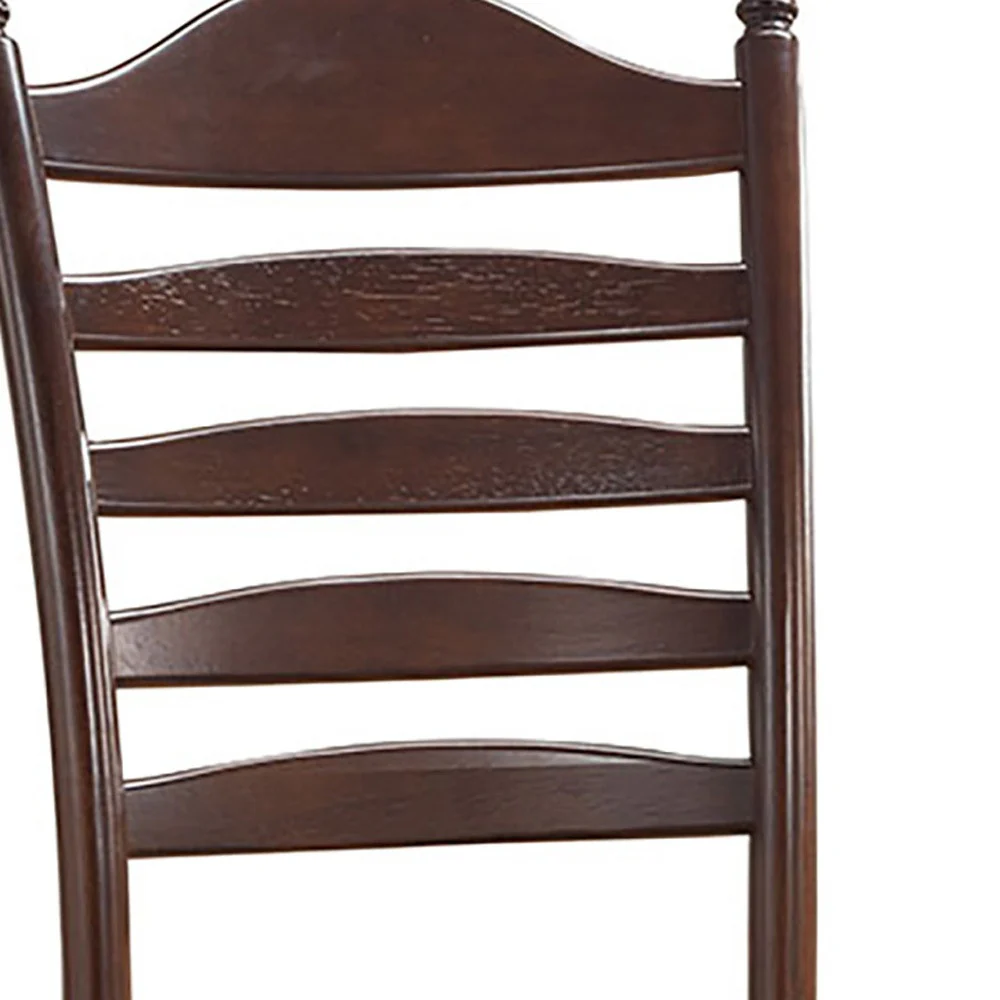 Espresso Wood Ladder Back Dining Side Chair By Homeroots - Image 3