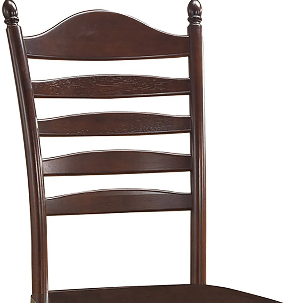 Espresso Wood Ladder Back Dining Side Chair By Homeroots - Image 4