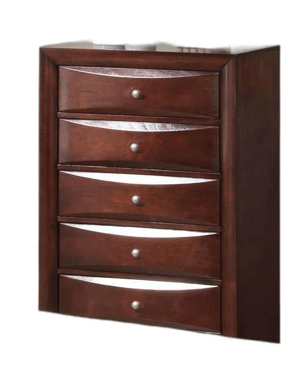 Espresso Wood Metal Chest By Homeroots - Image 2
