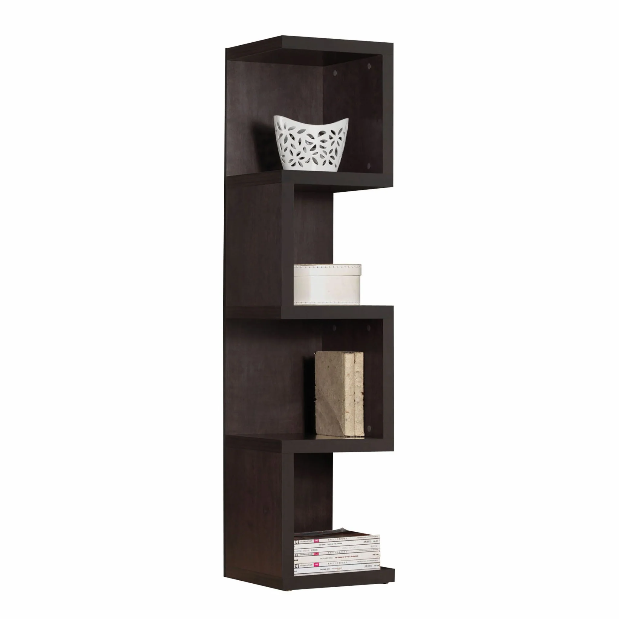 Espresso Wood Veneer (PU Paper) Bookcase Large S Shelf By Homeroots - Image 2