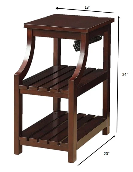 Espresso Wooden USB Port Storage End Table By Homeroots - Image 4