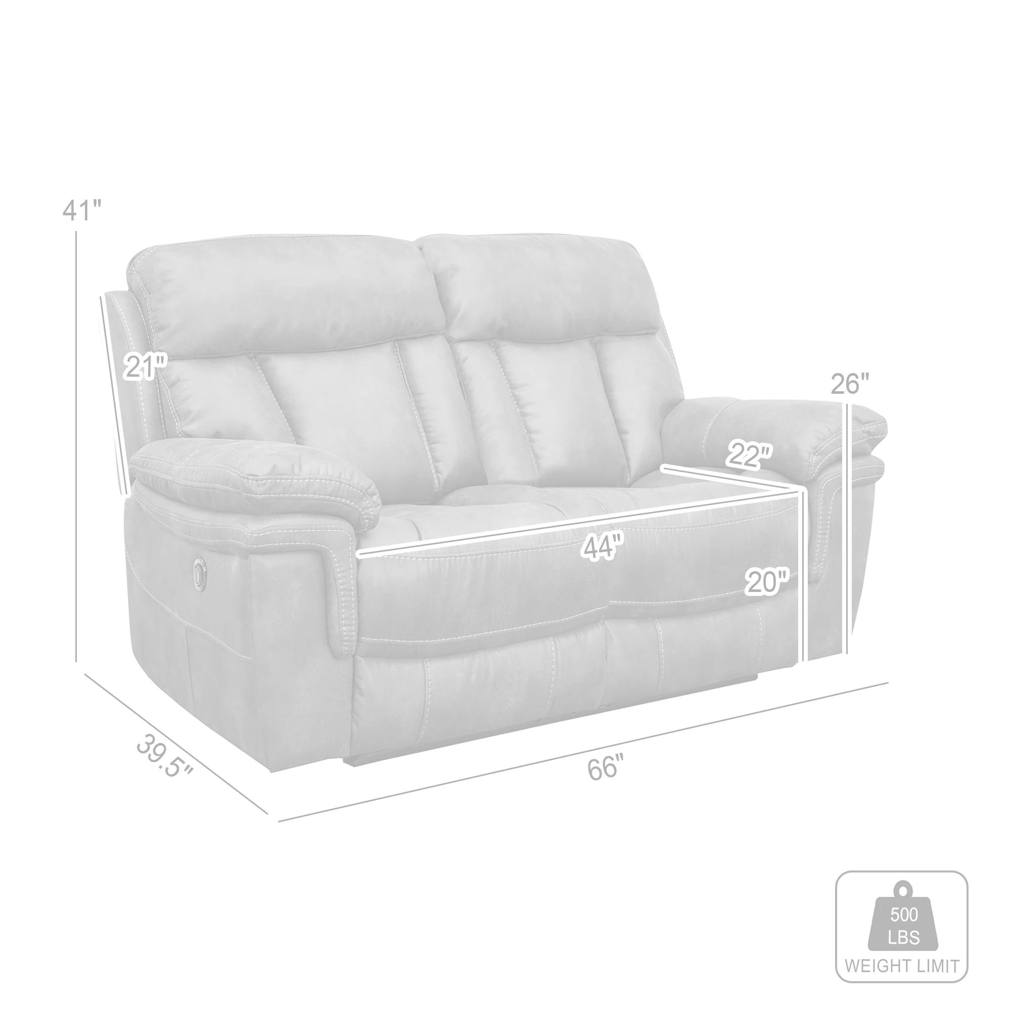 Estelle Power Loveseat in Gunmetal Fabric By Armen Living - Image 10