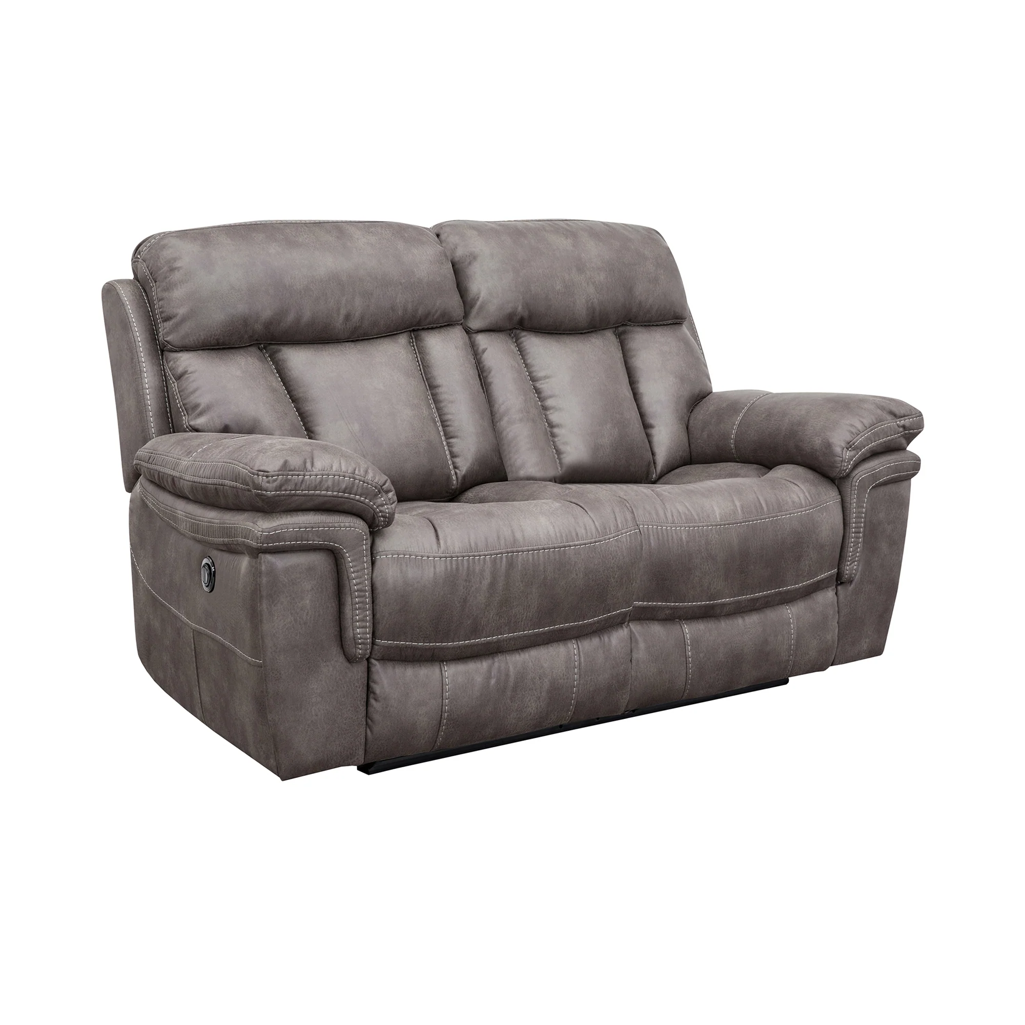 Estelle Power Loveseat in Gunmetal Fabric By Armen Living - Image 2
