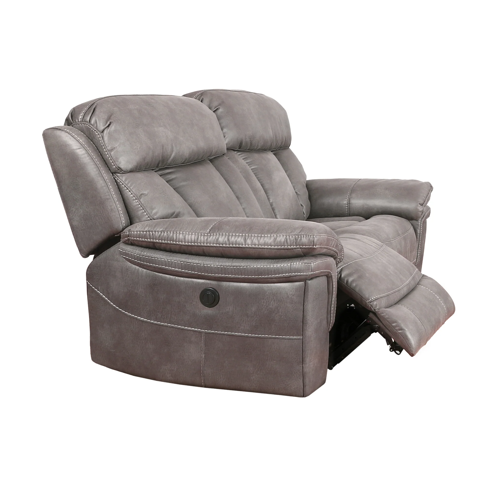 Estelle Power Loveseat in Gunmetal Fabric By Armen Living - Image 6