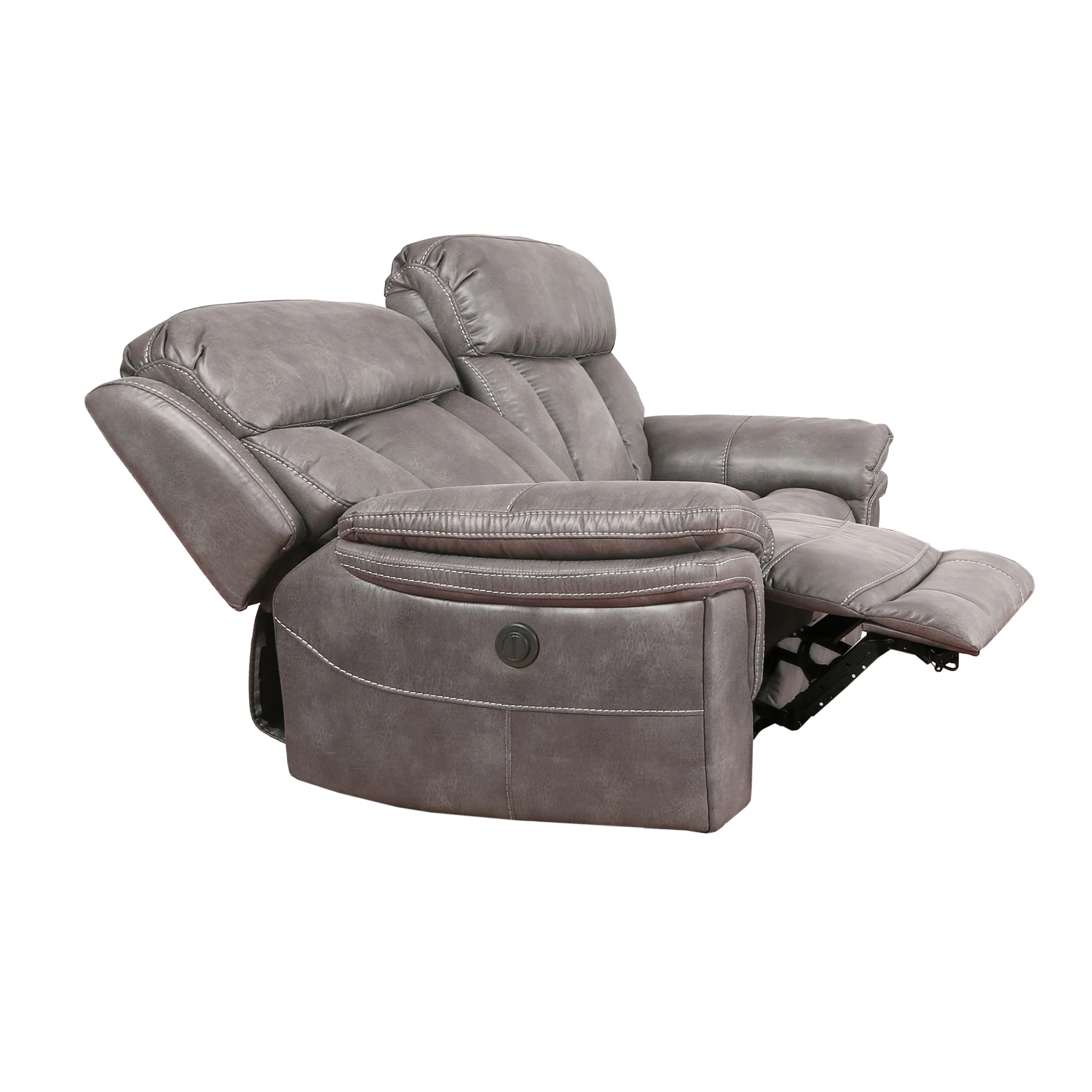 Estelle Power Loveseat in Gunmetal Fabric By Armen Living - Image 7