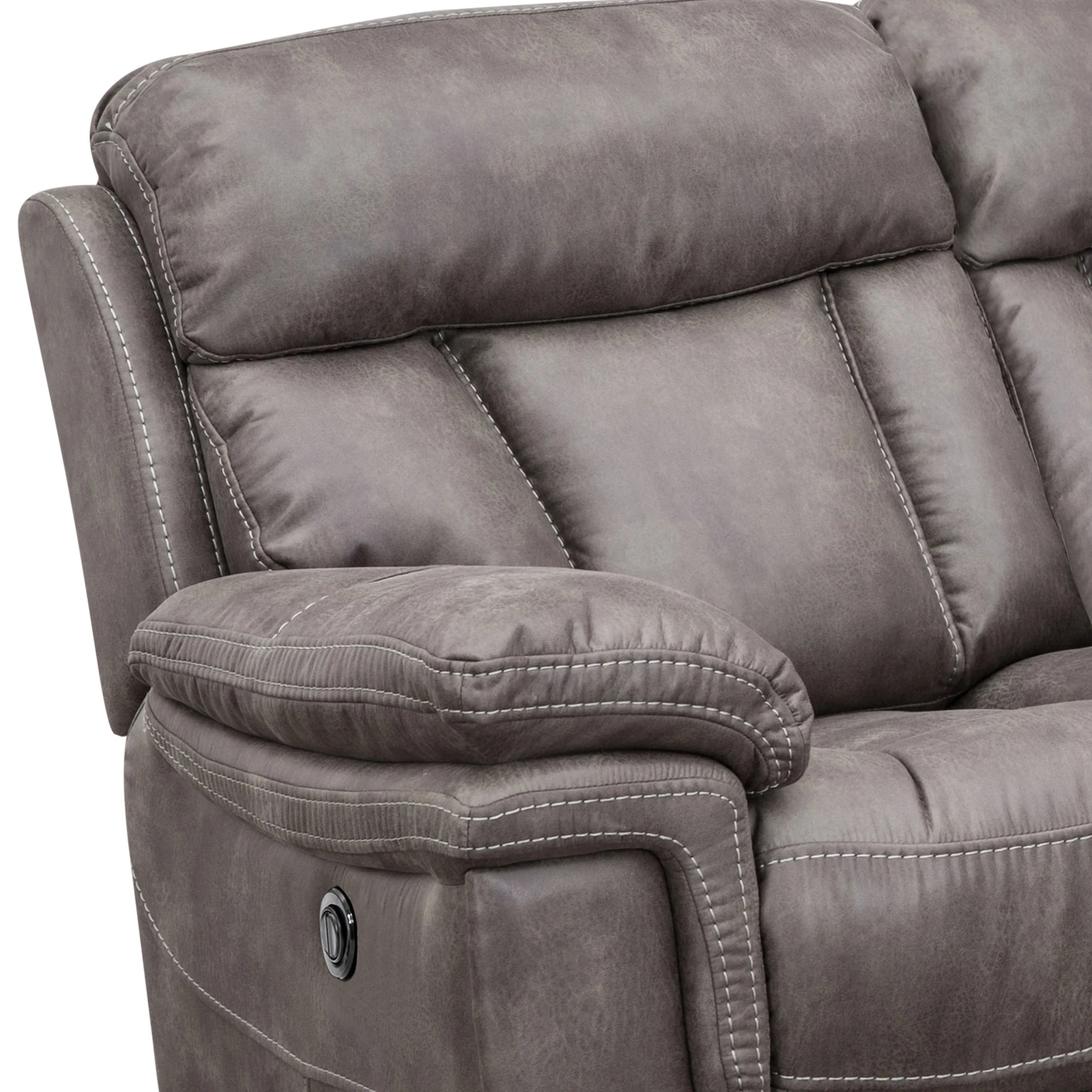 Estelle Power Loveseat in Gunmetal Fabric By Armen Living - Image 8