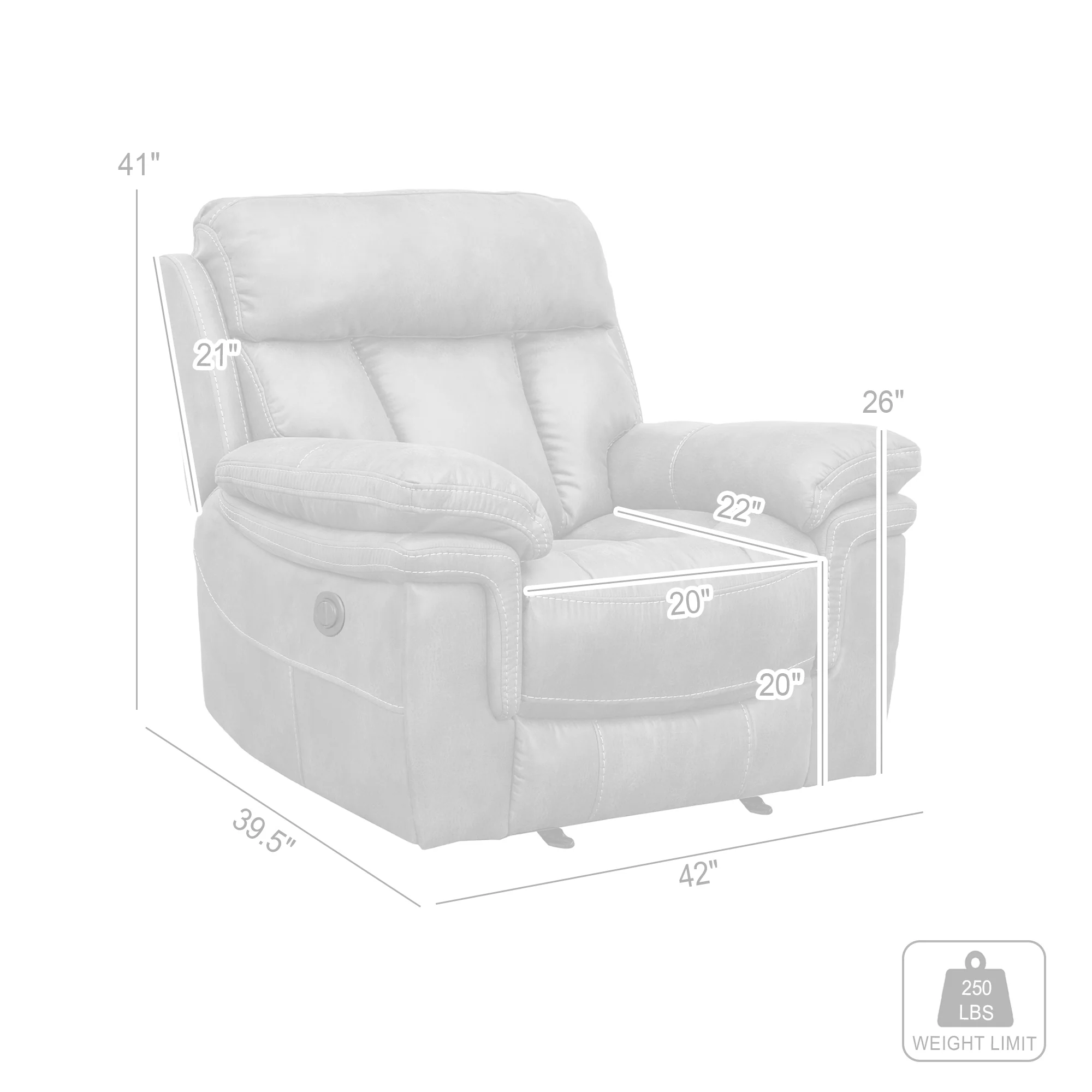 Estelle Power Recliner Chair in Gunmetal Fabric By Armen Living - Image 10