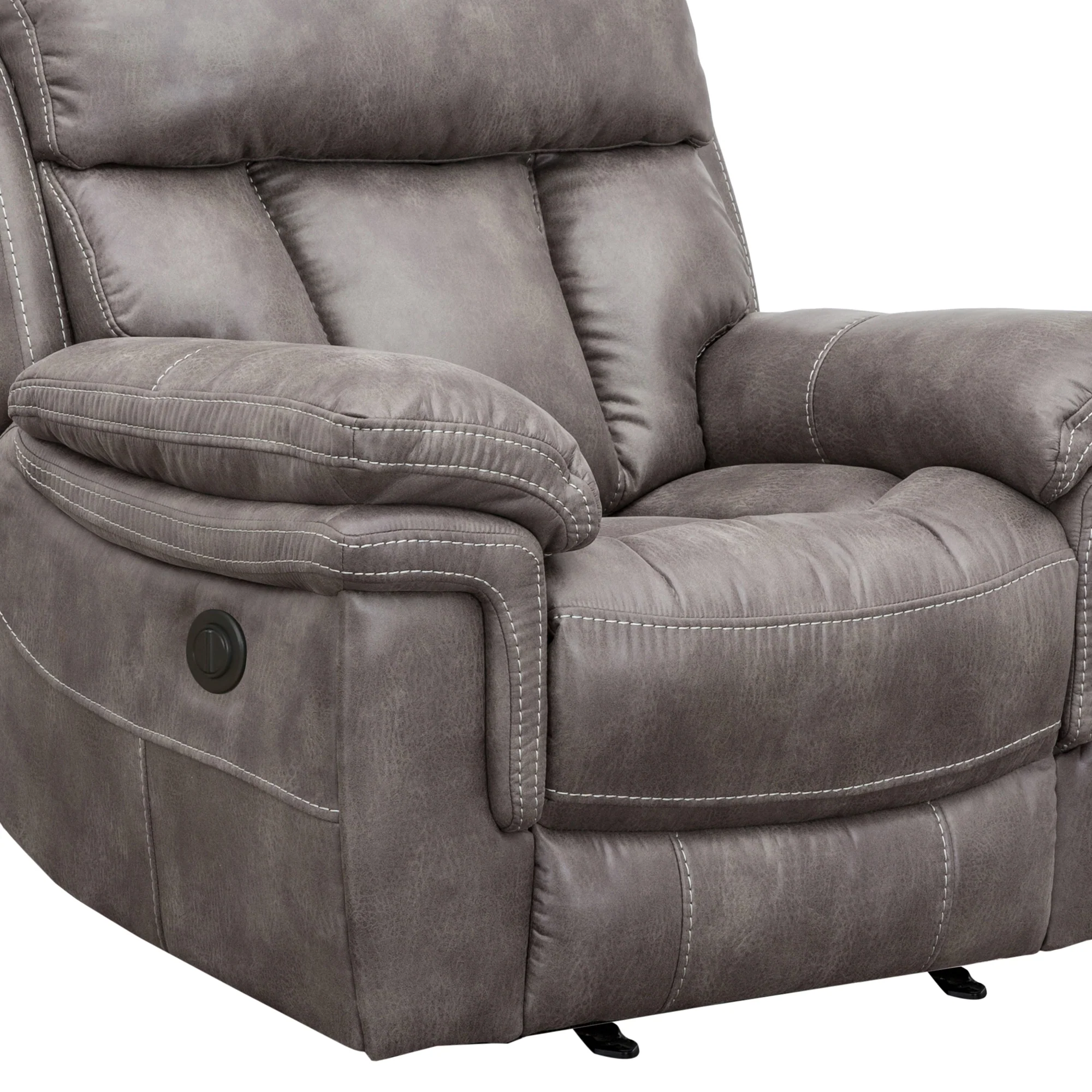 Estelle Power Recliner Chair in Gunmetal Fabric By Armen Living - Image 9