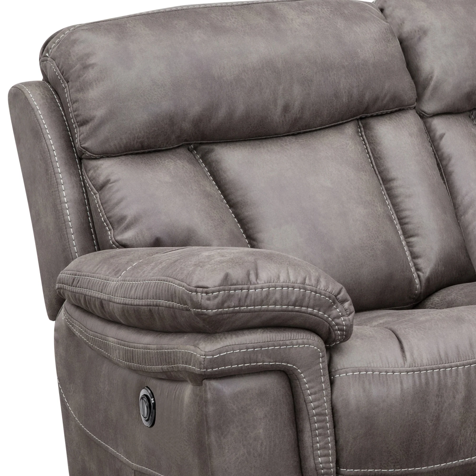 Estelle Power Reclining 2 Piece Sofa and Recliner Set in Gunmetal Fabric By Armen Living - Image 8