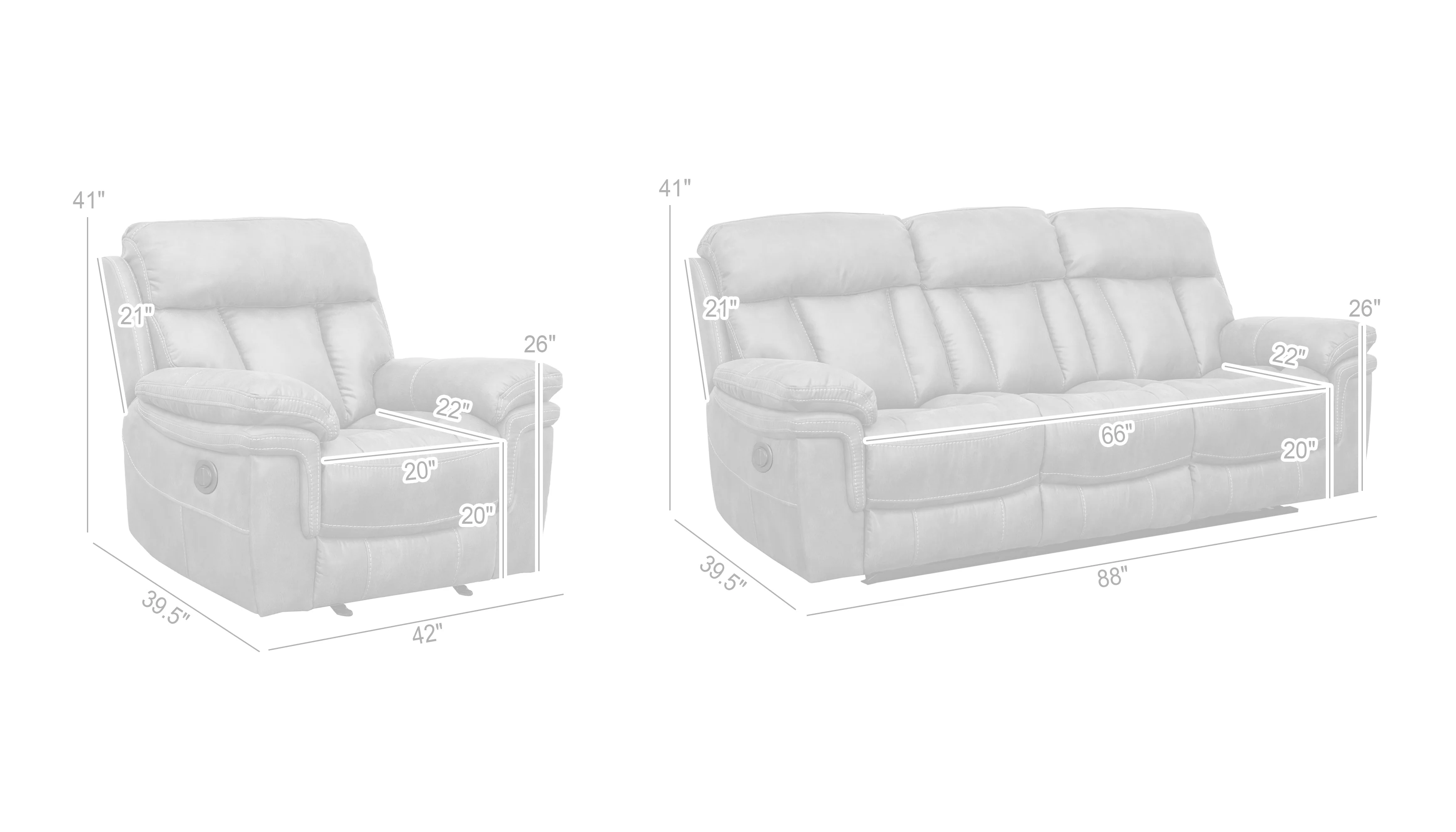 Estelle Power Reclining 2 Piece Sofa and Recliner Set in Gunmetal Fabric By Armen Living - Image 9