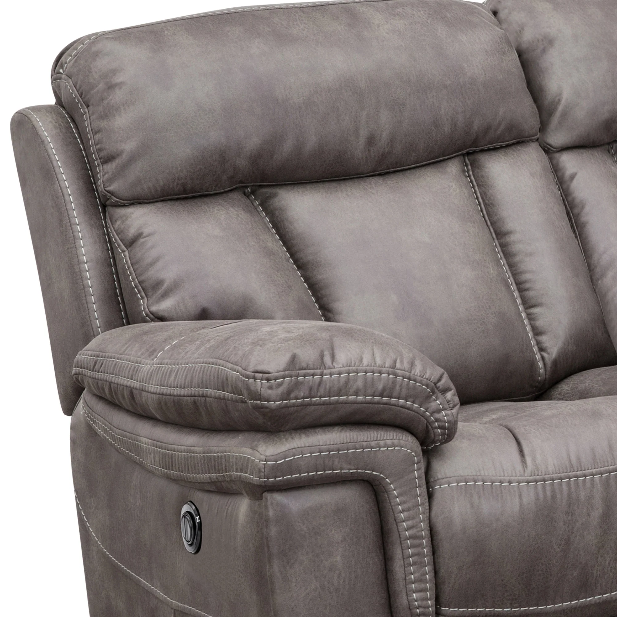 Estelle Power Reclining 3 Piece Living room Set in Gunmetal Fabric By Armen Living - Image 8