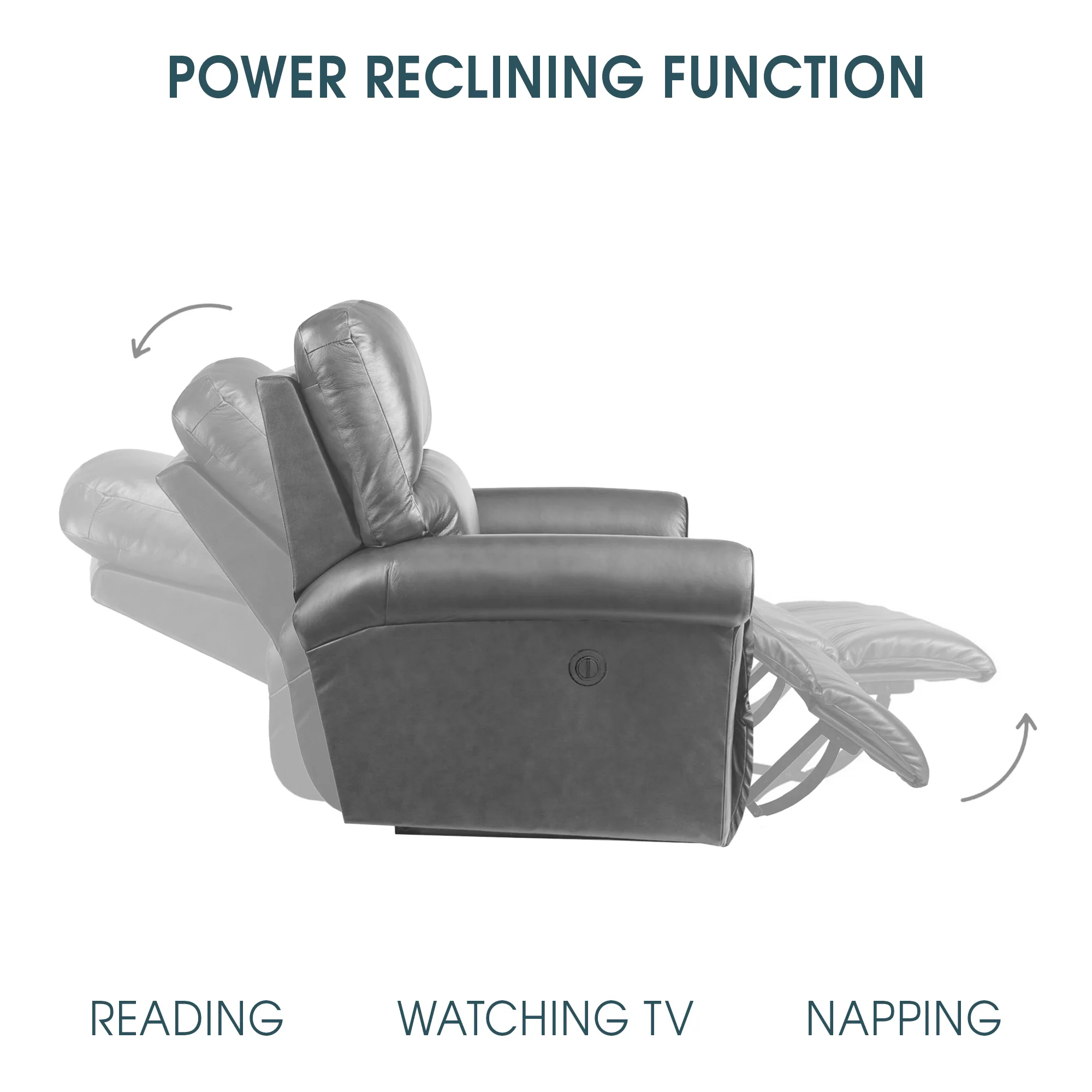 Estelle Power Reclining Sofa in Gunmetal Fabric By Armen Living - Image 9