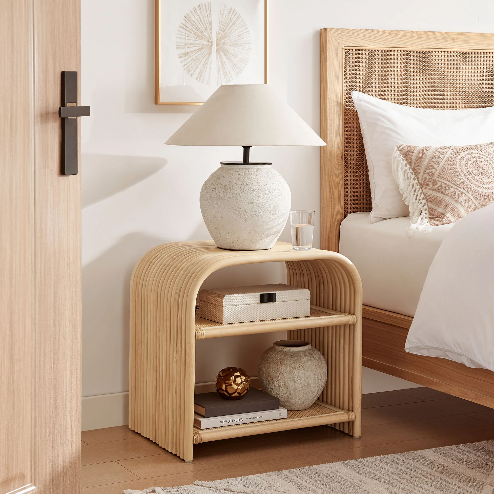 Eve Curved Natural Rattan Side Table by Modway - Image 16