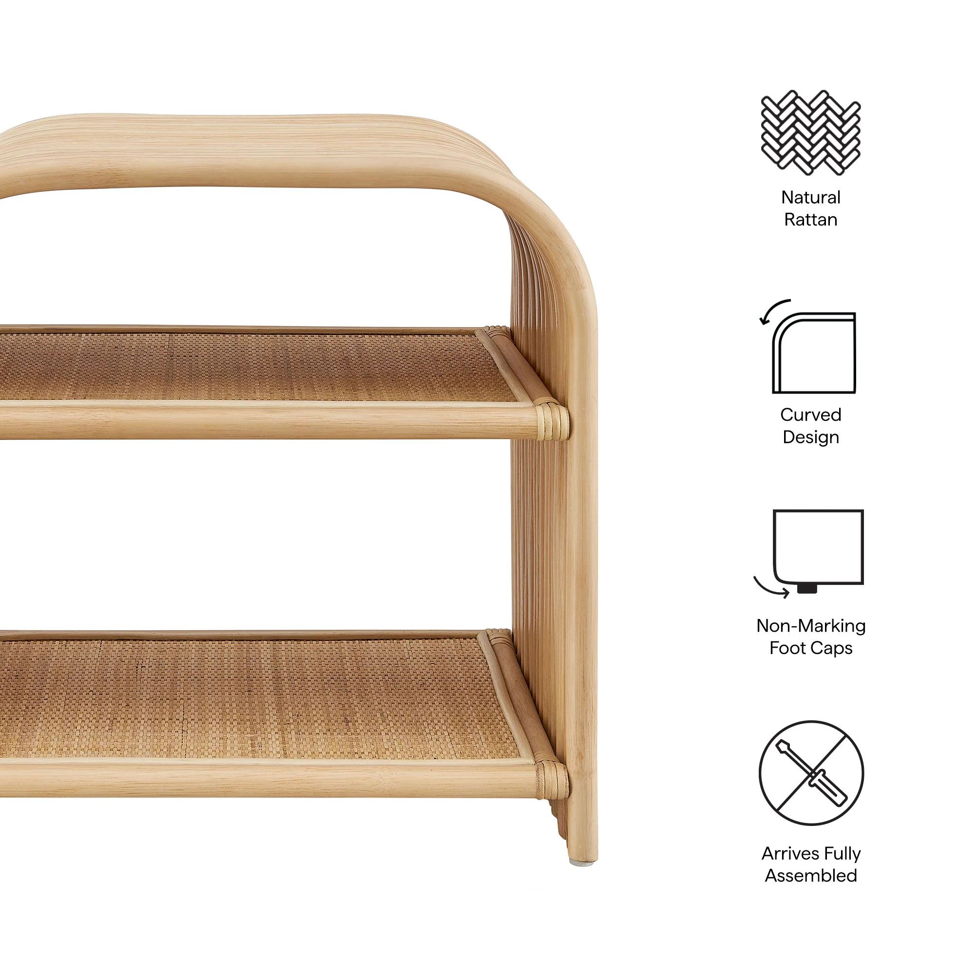 Eve Curved Natural Rattan Side Table by Modway - Image 17