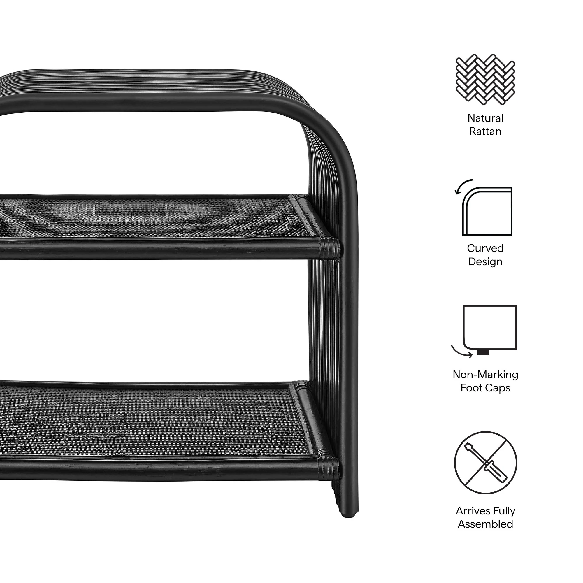 Eve Curved Natural Rattan Side Table by Modway - Image 8