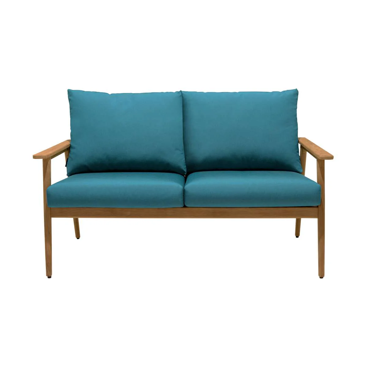 Eve Outdoor 4 Piece Teak Wood Sofa Seating Set with Teal Olefin By Armen Living - Image 4