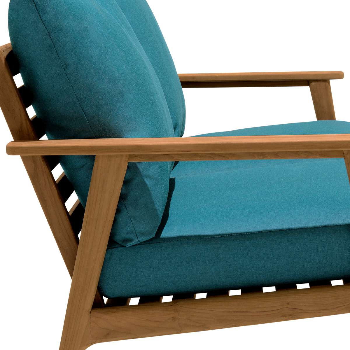 Eve Outdoor 4 Piece Teak Wood Sofa Seating Set with Teal Olefin By Armen Living - Image 9