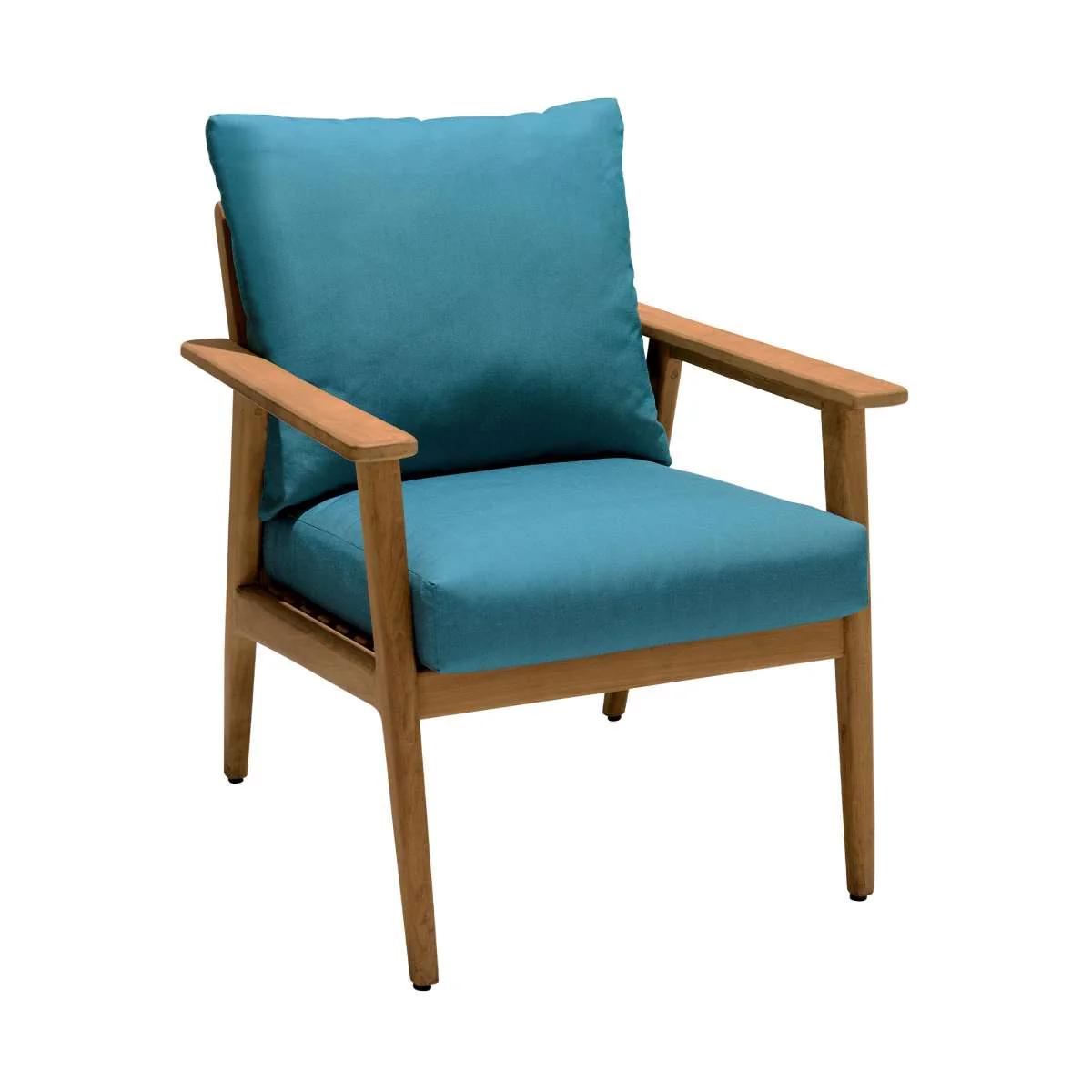Eve Outdoor Teak Wood Lounge Chair with Teal Olefin By Armen Living - Image 2