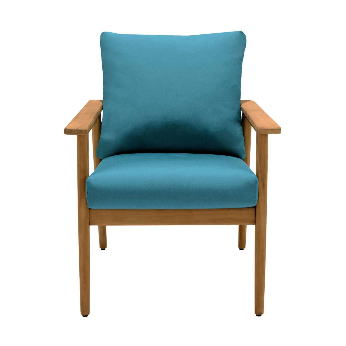 Eve Outdoor Teak Wood Lounge Chair with Teal Olefin By Armen Living - Image 3