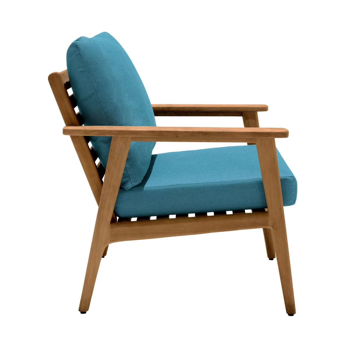 Eve Outdoor Teak Wood Lounge Chair with Teal Olefin By Armen Living - Image 4