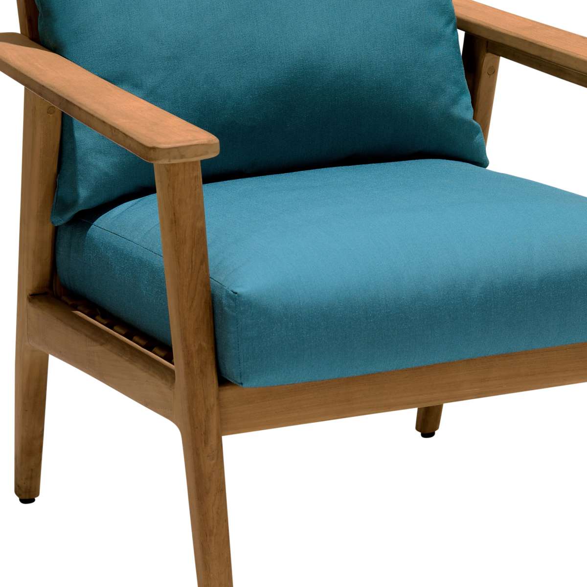 Eve Outdoor Teak Wood Lounge Chair with Teal Olefin By Armen Living - Image 5